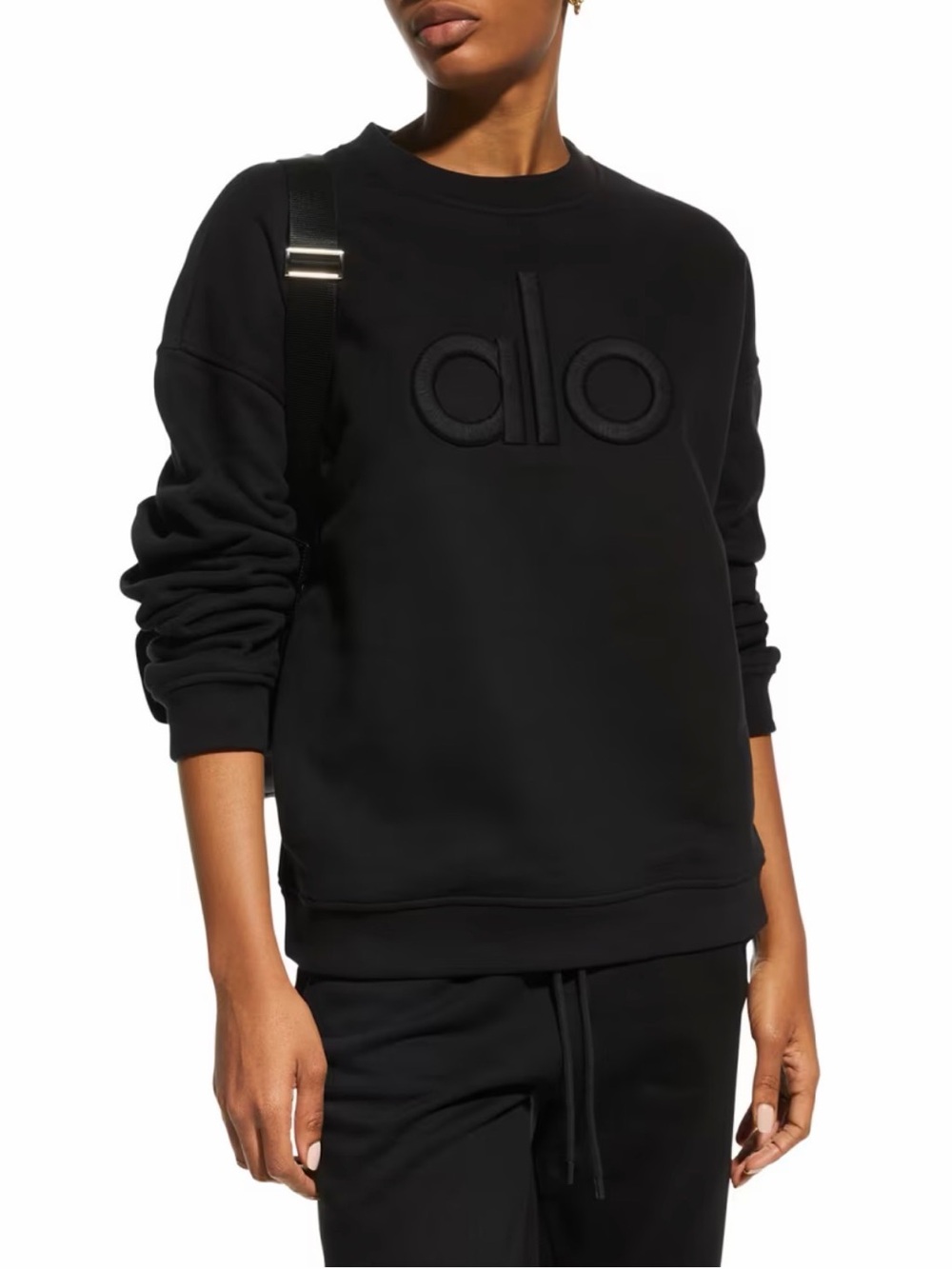 🦄 ALO Yoga Black Embossed Logo Crewneck Sweatshirt